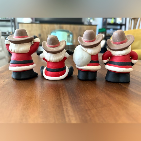 Set of Four Cowboy Ceramic Santas - Picture 8 of 9